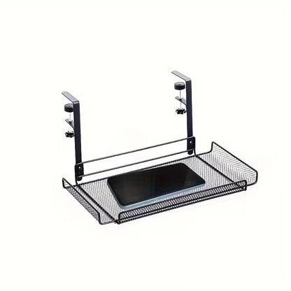 Under-Desk Clamp-On Mesh Storage Shelf