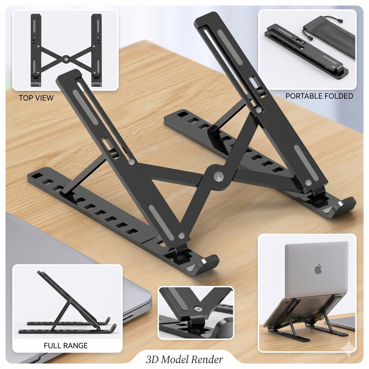 Adjustable Aluminum Laptop Stand – Ergonomic Multi-Angle Portable Riser